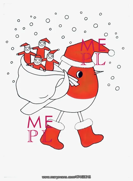 : Robin carrying a sack of toy Santas : Robin carrying a sack of toy Santas