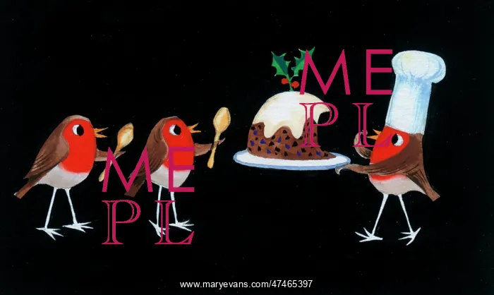 : Robin Chef tasting Christmas pudding : Robin Chef tasting Christmas pudding