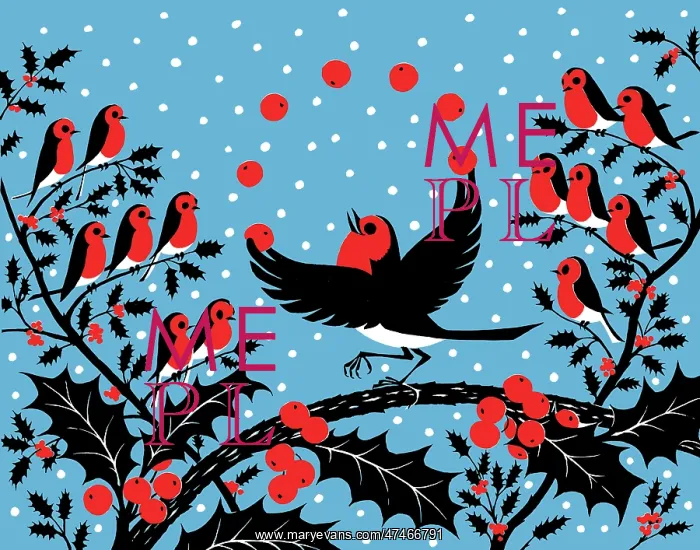 : Robin Juggling with Seven Berries : Robin Juggling with Seven Berries