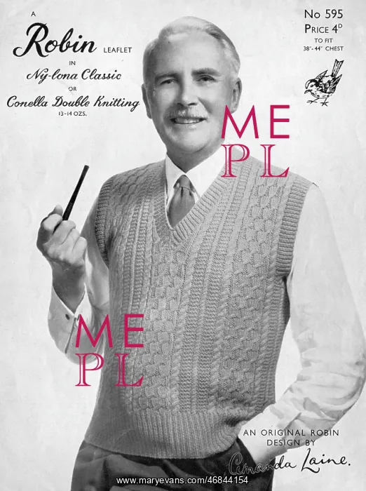 : Robin knitting pattern featuring old chap with pipe : Robin knitting pattern featuring old chap with pipe