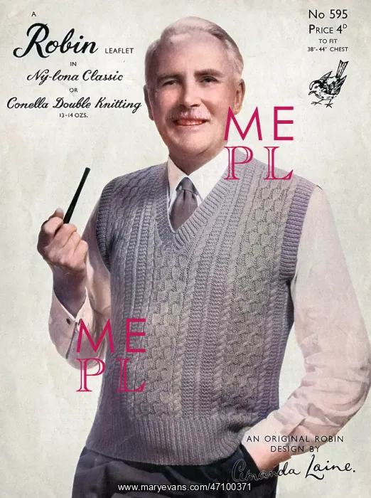 : Robin knitting pattern featuring old chap with pipe : Robin knitting pattern featuring old chap with pipe