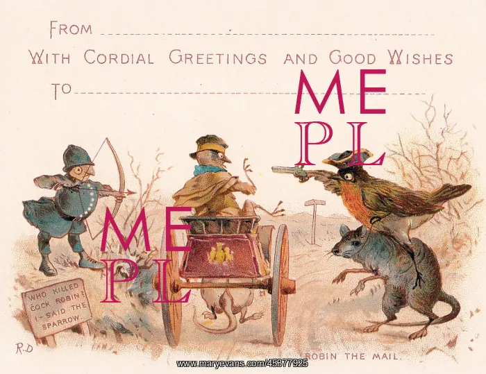 : Robin the Mail on a comic greetings card : Robin the Mail on a comic greetings card