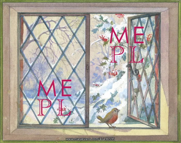 : Robin perched on window ledge, snow outside : Robin perched on window ledge, snow outside