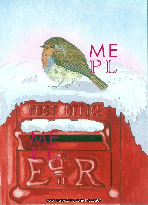  : Robin on a snowy ER Postbox