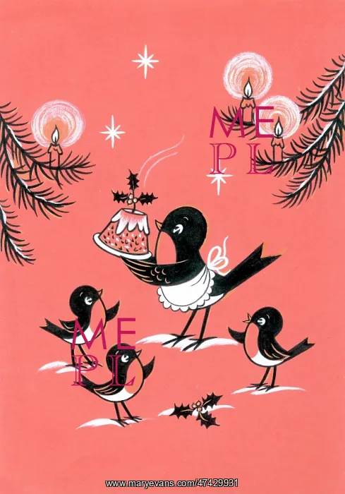  : Robins with Christmas pudding