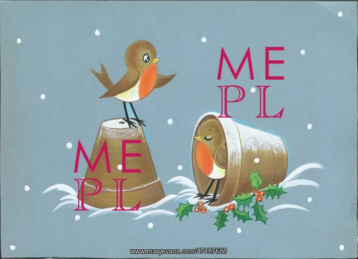 : Robins and Flowerpots - one robin standing on upturned flowe : Robins and Flowerpots - one robin standing on upturned flowe