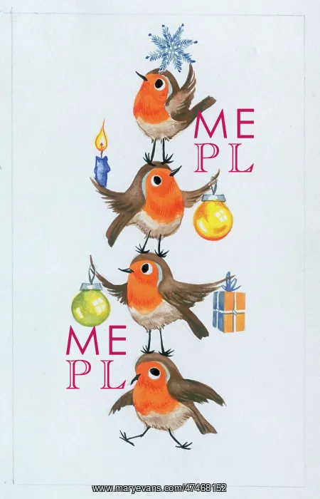 : Four Robins forming a Christmas Tree : Four Robins forming a Christmas Tree