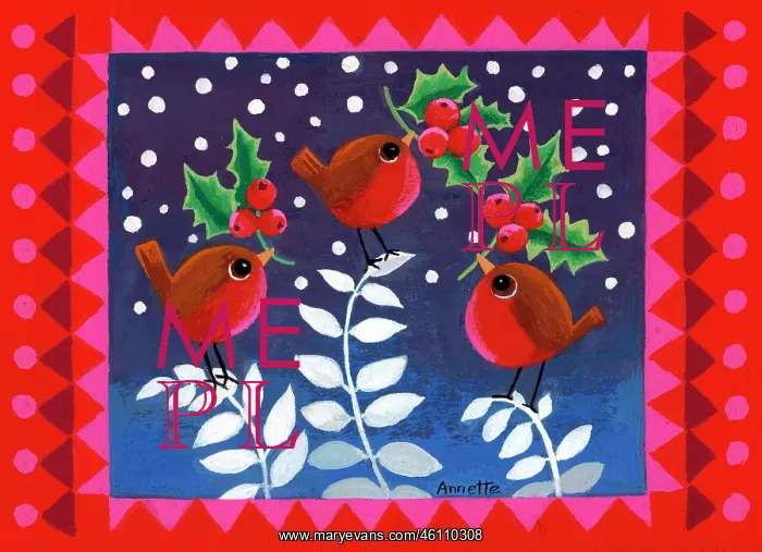  : Three Robins with Holly - Harlequin Frame