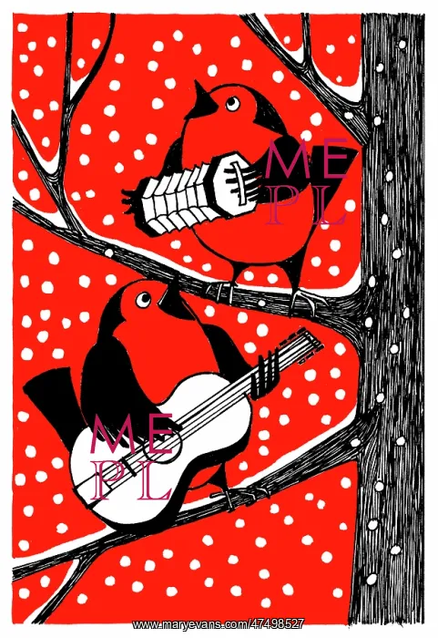  : Two robins playing concertina and guitar