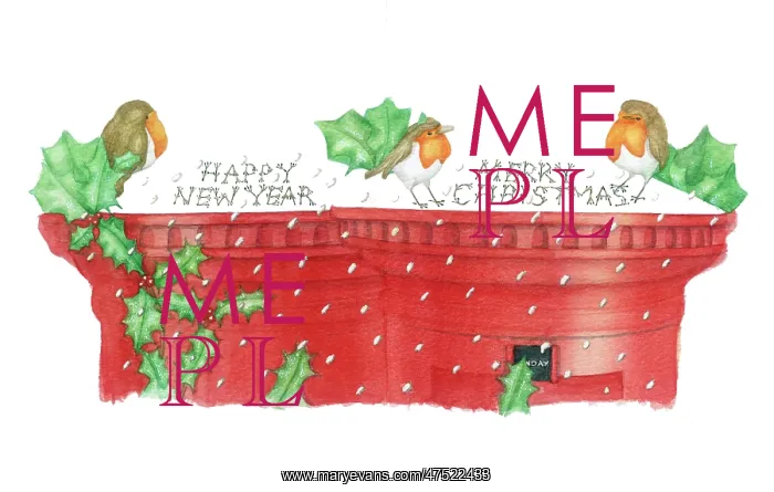 : Robins on a snow covered red Pillar Box : Robins on a snow covered red Pillar Box