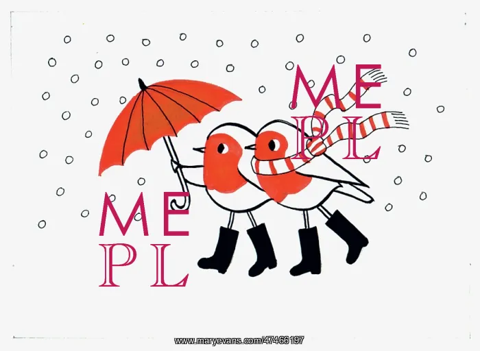 : Two Robins walking in the Snow : Two Robins walking in the Snow
