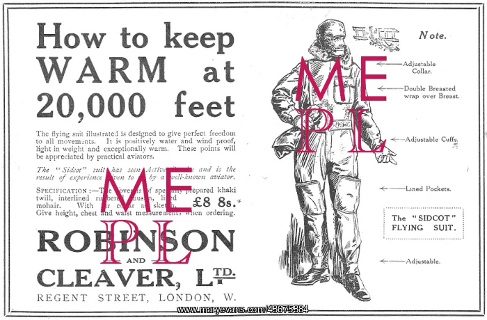 : Robinson & Cleaver SIDCOT Flying Suits 1917 : Robinson & Cleaver SIDCOT Flying Suits 1917