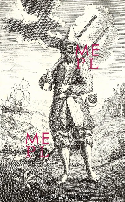 : Robinson Crusoe, barefoot and dressed in goatskins : Robinson Crusoe, barefoot and dressed in goatskins