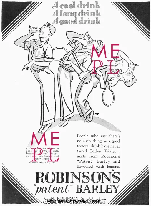 : Robinson's Barley Water advertisement, 1927 : Robinson's Barley Water advertisement, 1927
