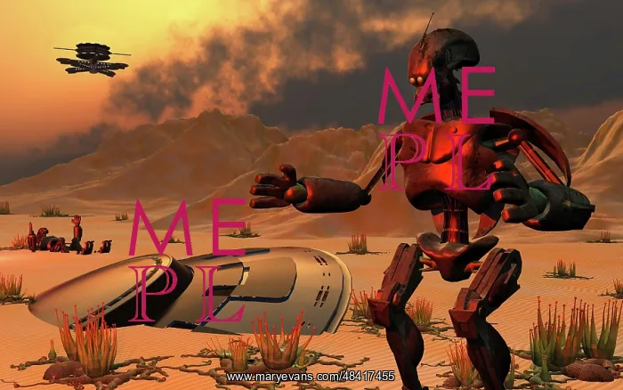 : A robot helping to recover a crashed UFO : A robot helping to recover a crashed UFO