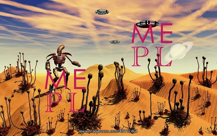 : A robot tending to a desert garden located on a moon : A robot tending to a desert garden located on a moon