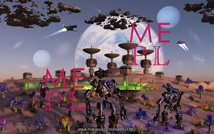: Robots busy at work constructing a new base on an alien moon : Robots busy at work constructing a new base on an alien moon