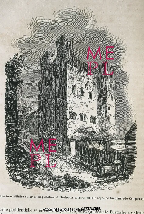 : Rochester Castle in 1844. Engraving : Rochester Castle in 1844. Engraving