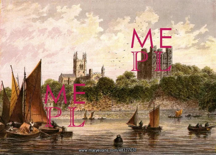 : Rochester, Kent, England, Viewed from across the river 1869 : Rochester, Kent, England, Viewed from across the river 1869