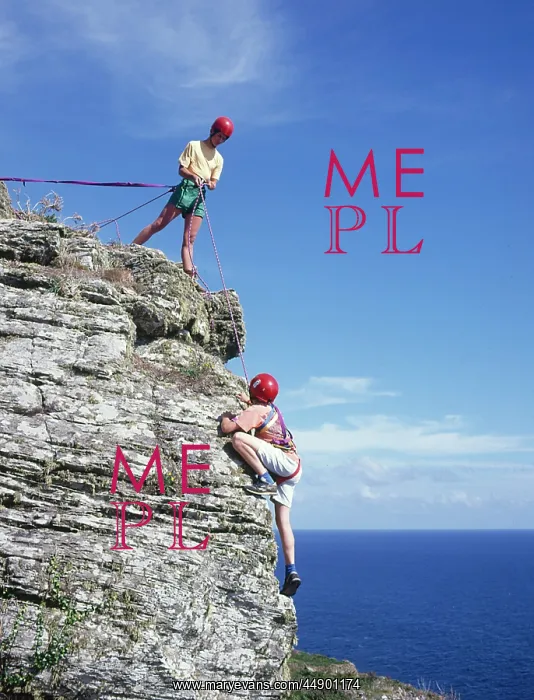 : Rock climbing near Porthcurno, Cornwall : Rock climbing near Porthcurno, Cornwall