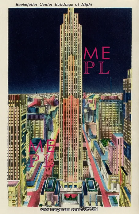 : Rockefeller City Building at night, New York City, USA : Rockefeller City Building at night, New York City, USA