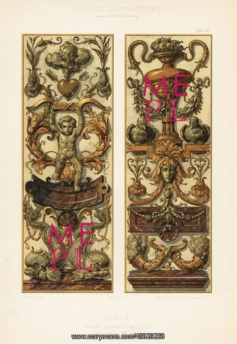 : Rococo panels in the Louvre, Paris, 17th century : Rococo panels in the Louvre, Paris, 17th century
