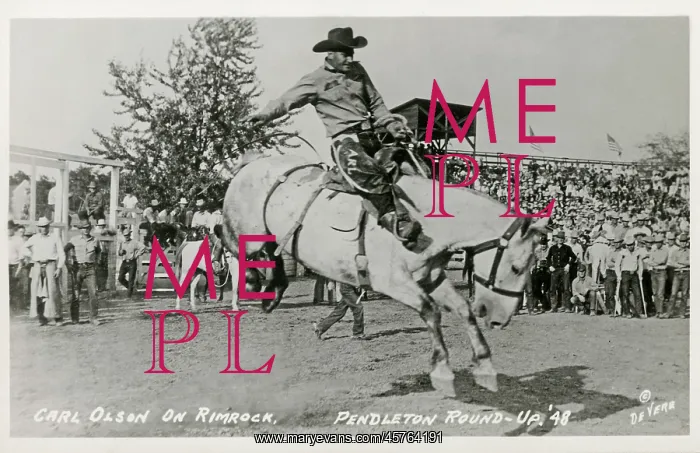 : Rodeo - Carl Olson on Rimrock - Pendleton Round-up : Rodeo - Carl Olson on Rimrock - Pendleton Round-up