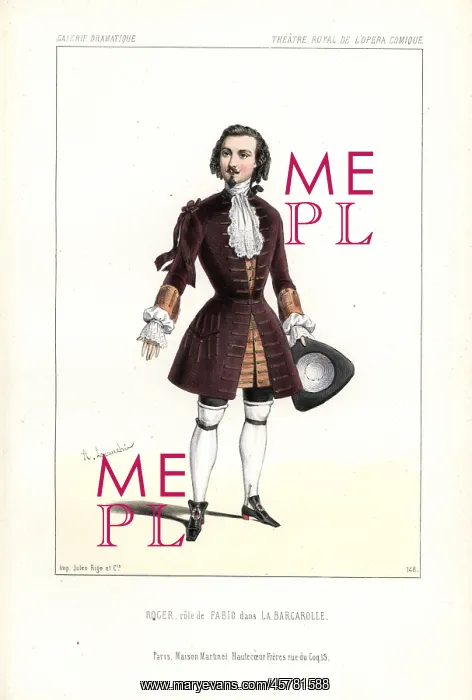 : Roger as Fabio in La Barcarolle, Opera Comique, 1845 : Roger as Fabio in La Barcarolle, Opera Comique, 1845