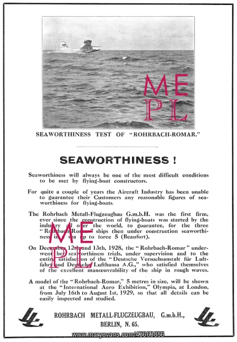  : Rohrbach-Romar 1929 Advert