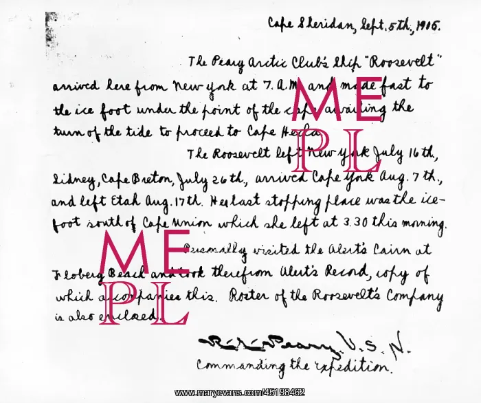 : ROKBERT E. PEARY-Peary's log entry from ? : ROKBERT E. PEARY-Peary's log entry from ?