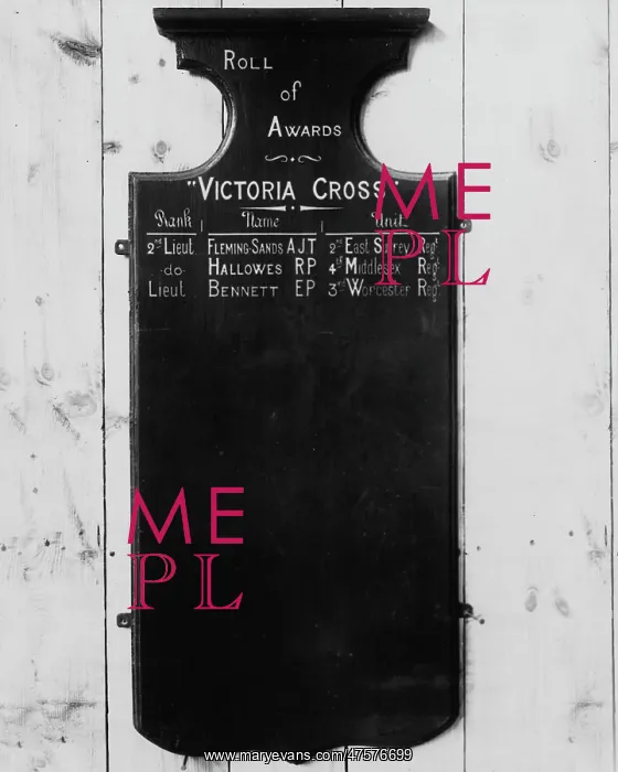 : Roll of awards in hall of French chateau, Western Front, WW1 : Roll of awards in hall of French chateau, Western Front, WW1