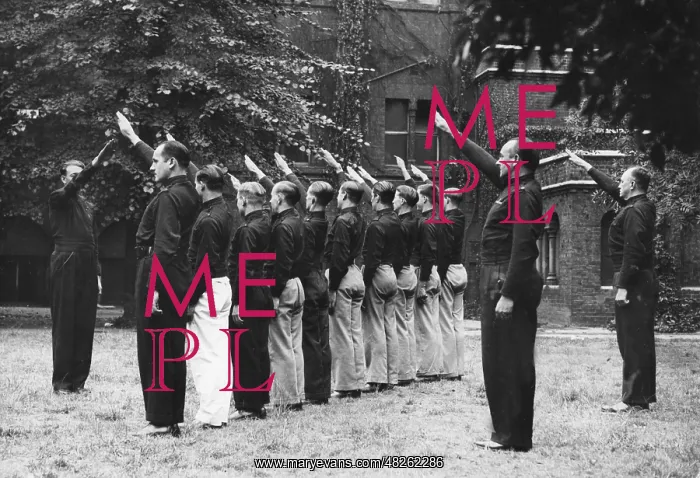 : Roll call at the BUF headquarters in London, 1930s : Roll call at the BUF headquarters in London, 1930s
