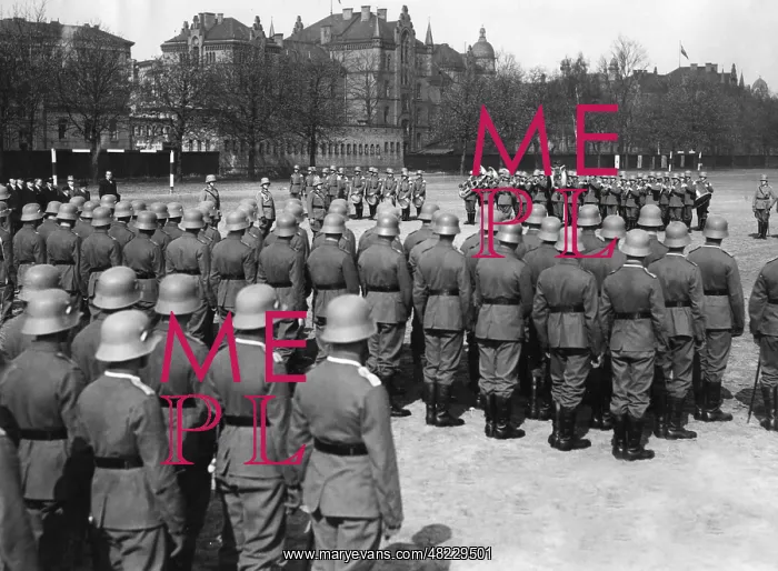 : Roll call of the guard regiment on Hitler's 46th birthda : Roll call of the guard regiment on Hitler's 46th birthda