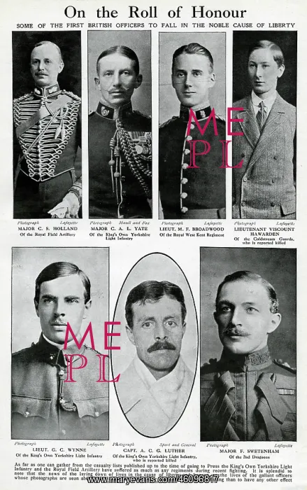 : Roll of Honour, September 1914, WW1 : Roll of Honour, September 1914, WW1