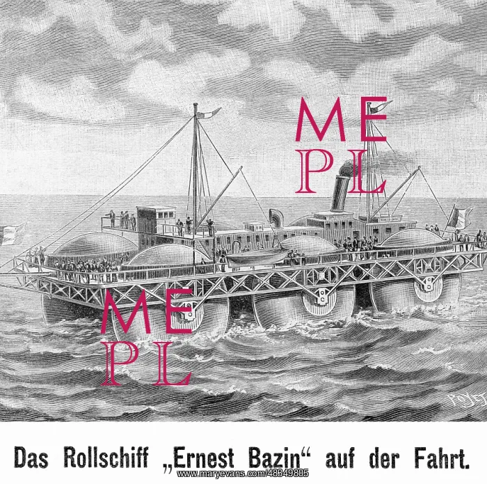 : The roller ship Ernest Bazin at sea, 1896 : The roller ship Ernest Bazin at sea, 1896