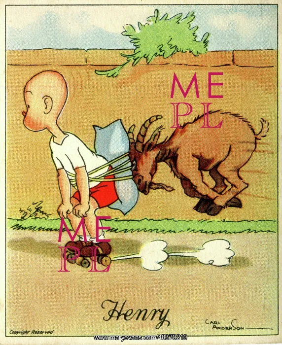 : Roller skating with goat propulsion, Henry cartoon : Roller skating with goat propulsion, Henry cartoon