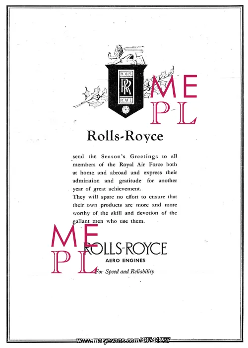 : Rolls-Royce Aero Engines - Seasons Greeetings 1943 : Rolls-Royce Aero Engines - Seasons Greeetings 1943