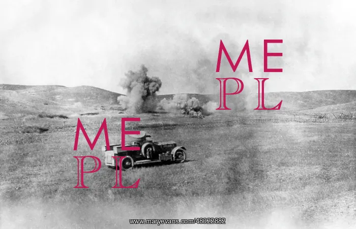 : Rolls Royce armoured car being shelled, WW1 : Rolls Royce armoured car being shelled, WW1