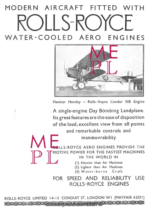 : Rolls Royce Condor IIIB Aero Engine - Hawker Horsley : Rolls Royce Condor IIIB Aero Engine - Hawker Horsley