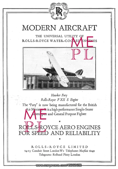 : Rolls Royce FXIIs Aero Engine - Hawker Fury : Rolls Royce FXIIs Aero Engine - Hawker Fury