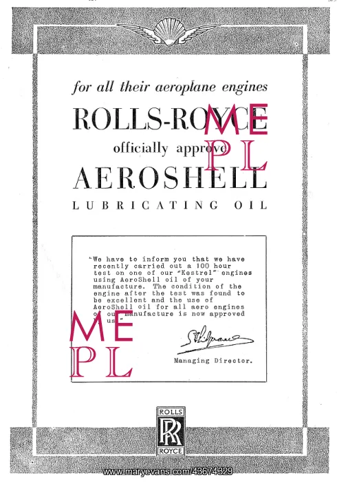 : Rolls-Royce Officially Approve Aeroshell Lubricating Oil : Rolls-Royce Officially Approve Aeroshell Lubricating Oil
