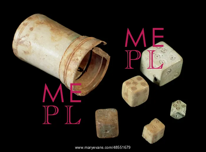 : Roman Art. Board game. Cube and bone dice. National Museum o : Roman Art. Board game. Cube and bone dice. National Museum o