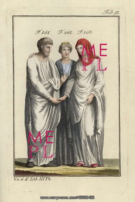 : Roman bride and groom with the goddess Juno : Roman bride and groom with the goddess Juno