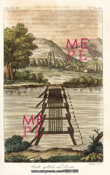 : Roman bridge over the River Rhine, Germany : Roman bridge over the River Rhine, Germany