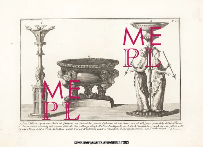 : Roman candelabra and labrum (bath) : Roman candelabra and labrum (bath)