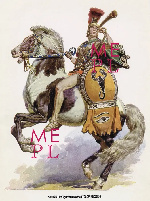  : A Roman cavalryman blowing his trumpet