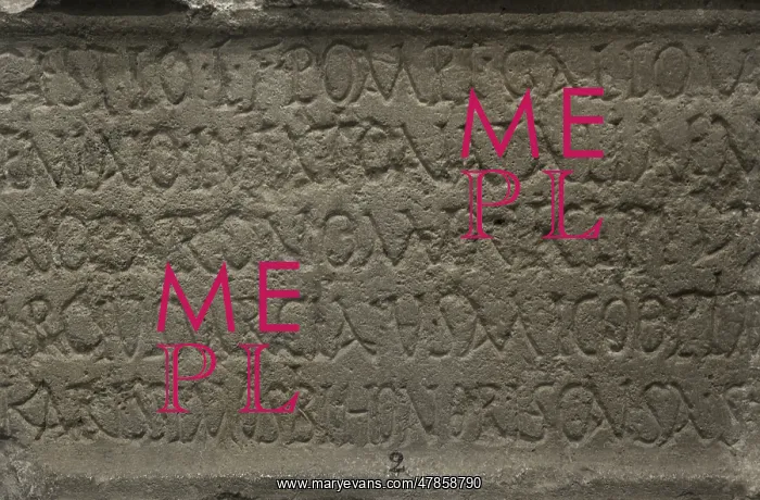 : Detail of a Roman dedicatory inscription, Malta : Detail of a Roman dedicatory inscription, Malta