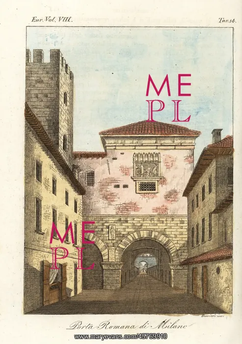 : The Roman Gate in Milan, 1800s : The Roman Gate in Milan, 1800s