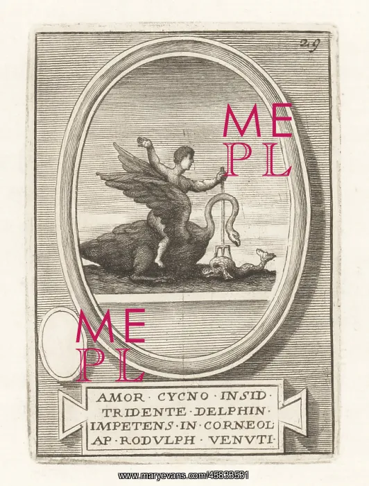 : Roman god Amor attacking a dolphin : Roman god Amor attacking a dolphin