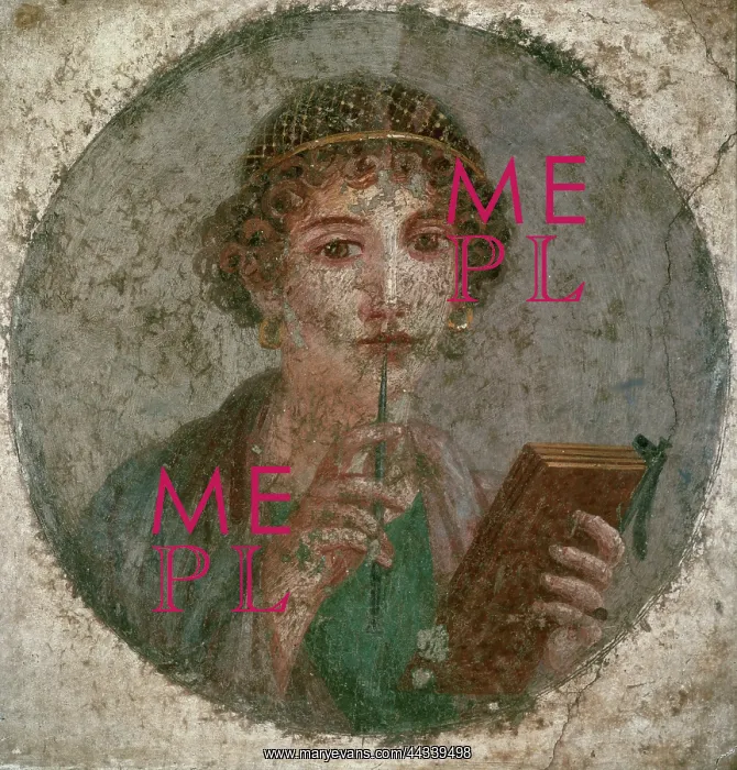 : Roman mural depicting Sappho, in : Roman mural depicting Sappho, in